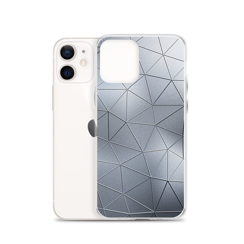 Load image into Gallery viewer, Silver Metal Polygon iPhone Clear Thin Case CREATIVETECH
