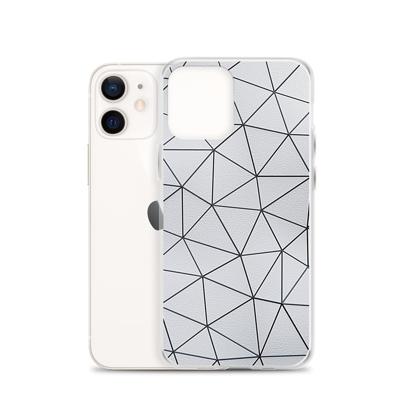 Load image into Gallery viewer, Black Polygon White Leather iPhone Clear Thin Case CREATIVETECH
