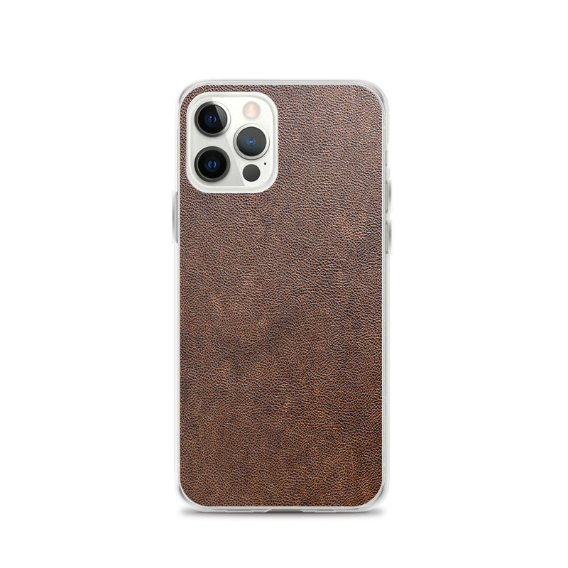 Load image into Gallery viewer, Light Brown Leather iPhone Clear Thin Case CREATIVETECH
