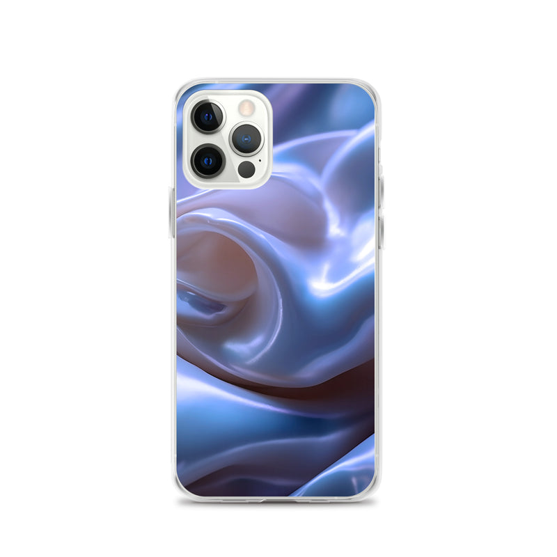 Load image into Gallery viewer, Blue Satin Pearl Cloth iPhone Clear Thin Case CREATIVETECH
