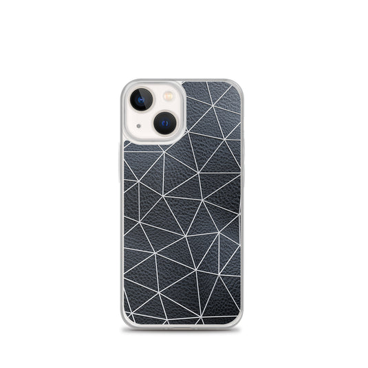White Polygon Black Leather iPhone Clear Thin Case CREATIVETECH