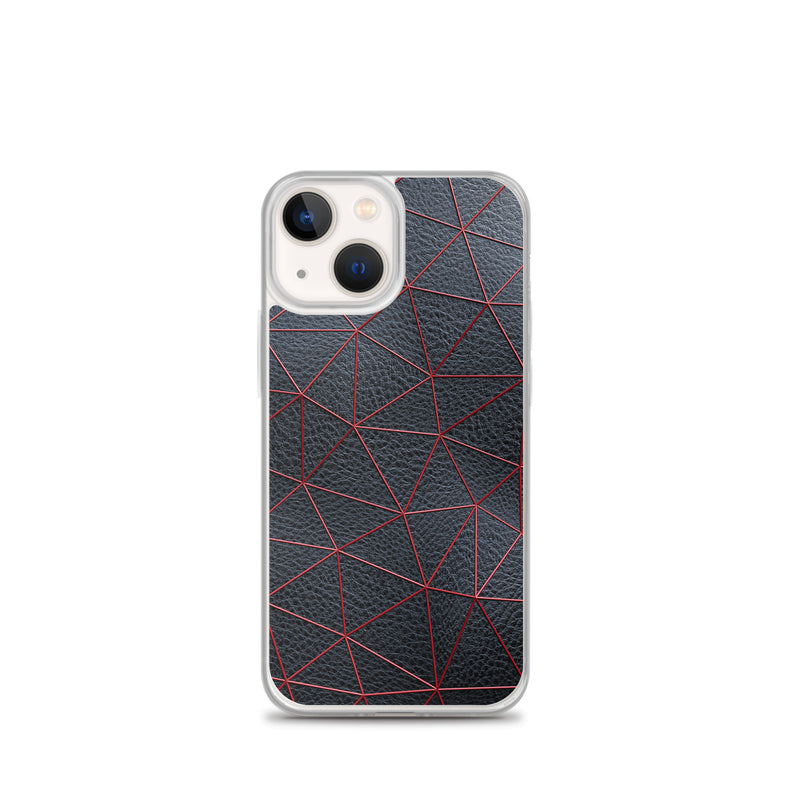 Load image into Gallery viewer, Red Polygon Black Leather iPhone Clear Thin Case CREATIVETECH
