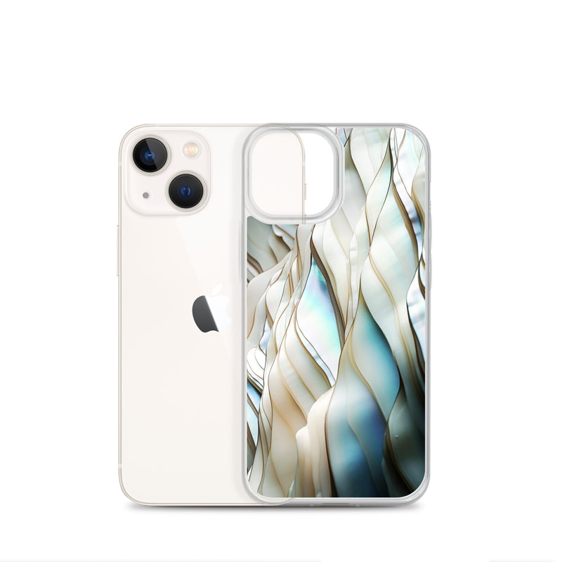 Load image into Gallery viewer, Cream Blue White Pearl iPhone Clear Thin Case CREATIVETECH
