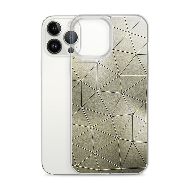 Load image into Gallery viewer, Golden Metal Polygon iPhone Clear Thin Case CREATIVETECH
