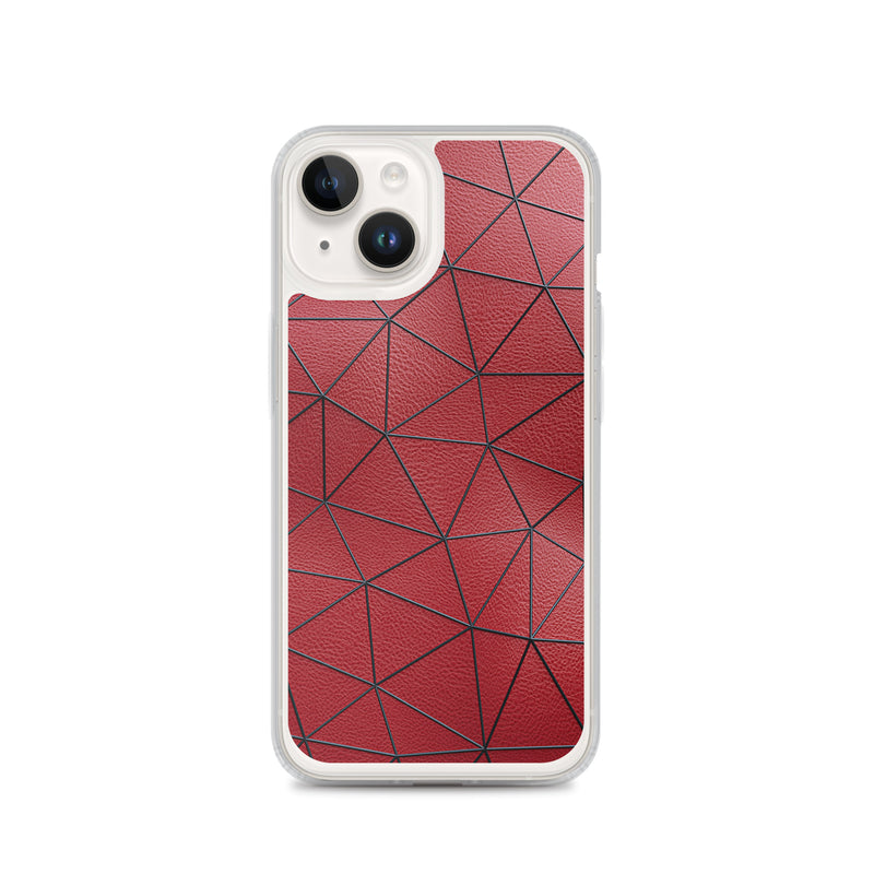 Load image into Gallery viewer, Black Polygon Red Leather iPhone Clear Thin Case CREATIVETECH
