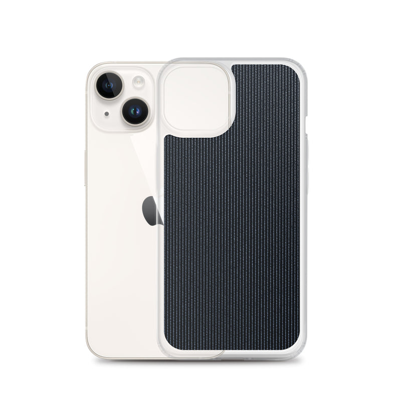 Load image into Gallery viewer, Dark Grey Striped Textile iPhone Clear Thin Case CREATIVETECH
