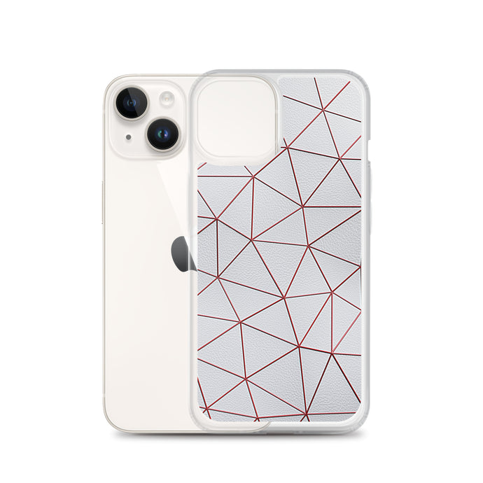 Red Polygon White Leather iPhone Clear Thin Case CREATIVETECH