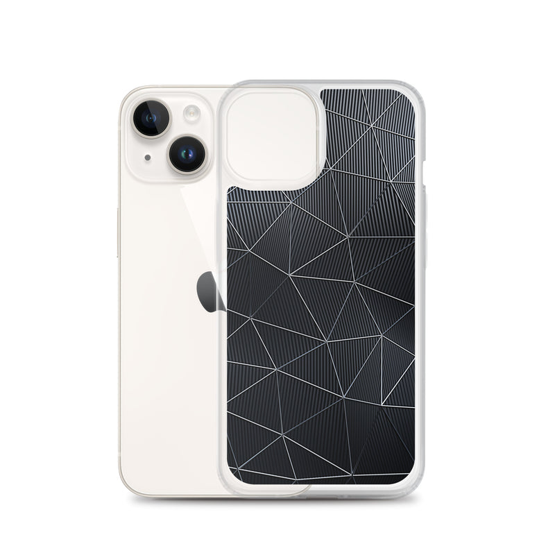Load image into Gallery viewer, Silver Polygon Carbon Fiber iPhone Clear Thin Case CREATIVETECH

