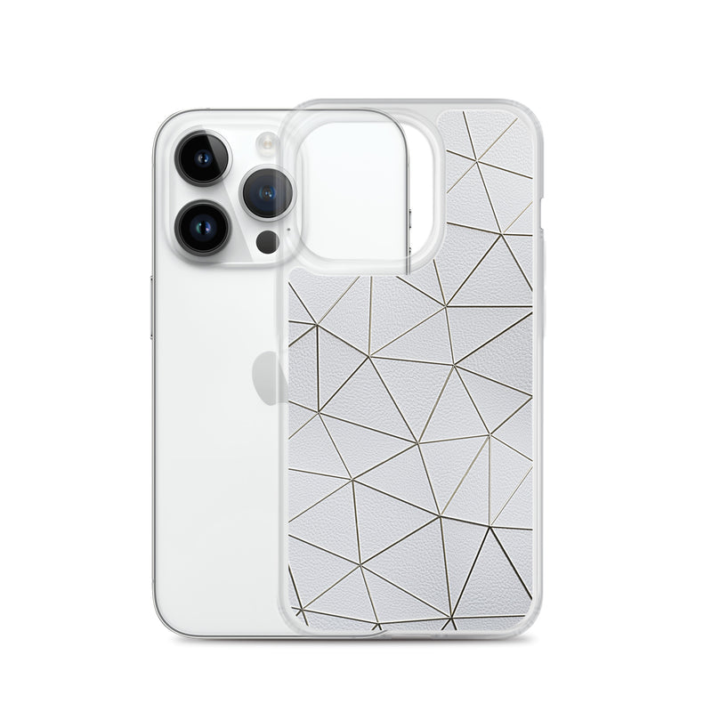 Load image into Gallery viewer, Gold Polygon White Leather iPhone Clear Thin Case CREATIVETECH
