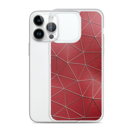 Golden Polygon Red Leather iPhone Clear Thin Case CREATIVETECH