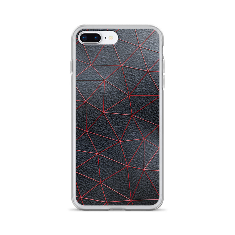 Load image into Gallery viewer, Red Polygon Black Leather iPhone Clear Thin Case CREATIVETECH
