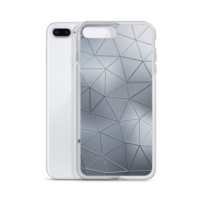 Load image into Gallery viewer, Silver Metal Polygon iPhone Clear Thin Case CREATIVETECH
