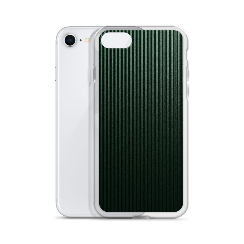 Load image into Gallery viewer, Dark Green Striped Carbon Fiber iPhone Clear Thin Case CREATIVETECH
