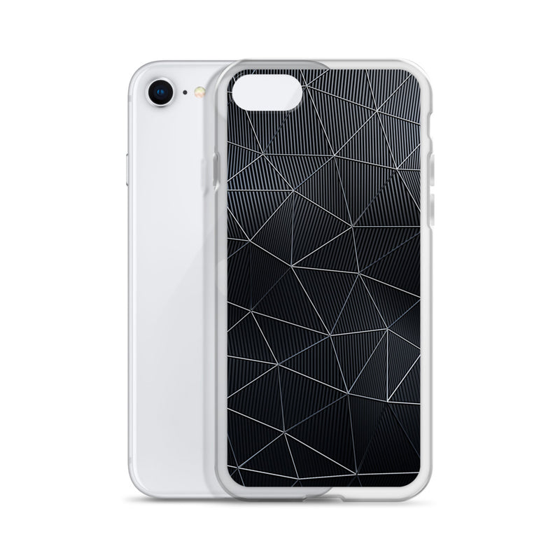 Load image into Gallery viewer, Silver Polygon Carbon Fiber iPhone Clear Thin Case CREATIVETECH
