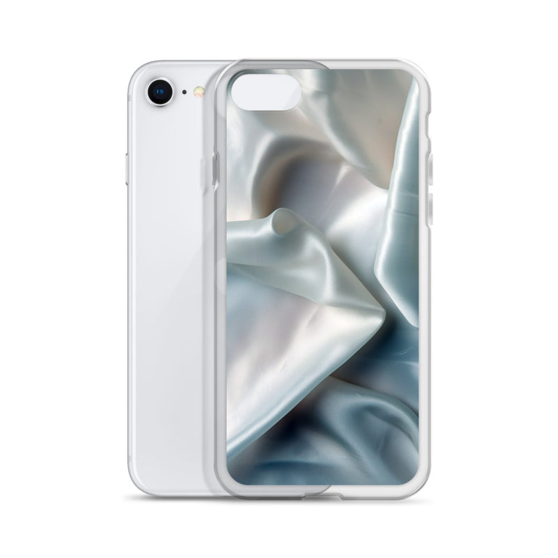 Load image into Gallery viewer, White Satin Pearl Cloth iPhone Clear Thin Case CREATIVETECH
