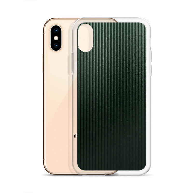 Load image into Gallery viewer, Dark Green Striped Carbon Fiber iPhone Clear Thin Case CREATIVETECH
