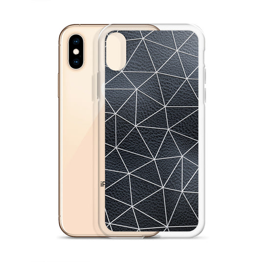 White Polygon Black Leather iPhone Clear Thin Case CREATIVETECH