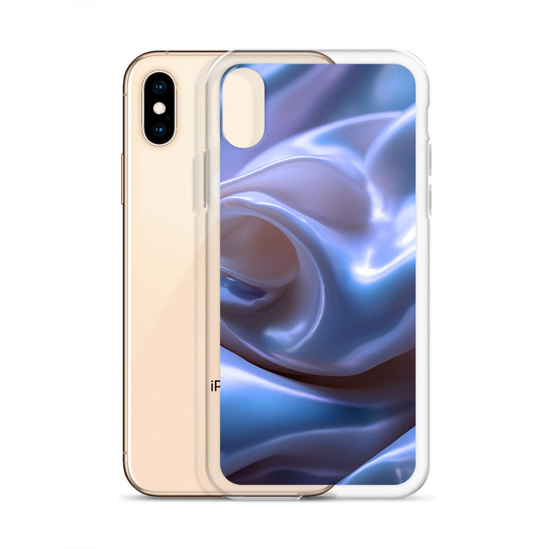 Load image into Gallery viewer, Blue Satin Pearl Cloth iPhone Clear Thin Case CREATIVETECH
