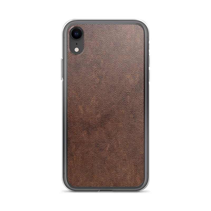 Load image into Gallery viewer, Light Brown Leather iPhone Clear Thin Case CREATIVETECH
