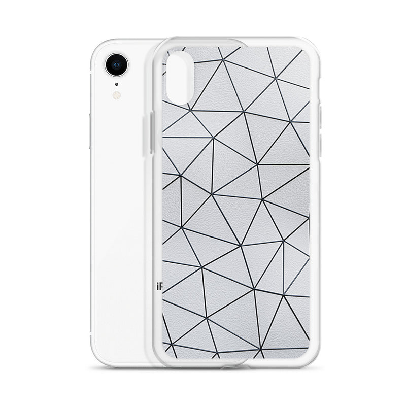 Load image into Gallery viewer, Black Polygon White Leather iPhone Clear Thin Case CREATIVETECH
