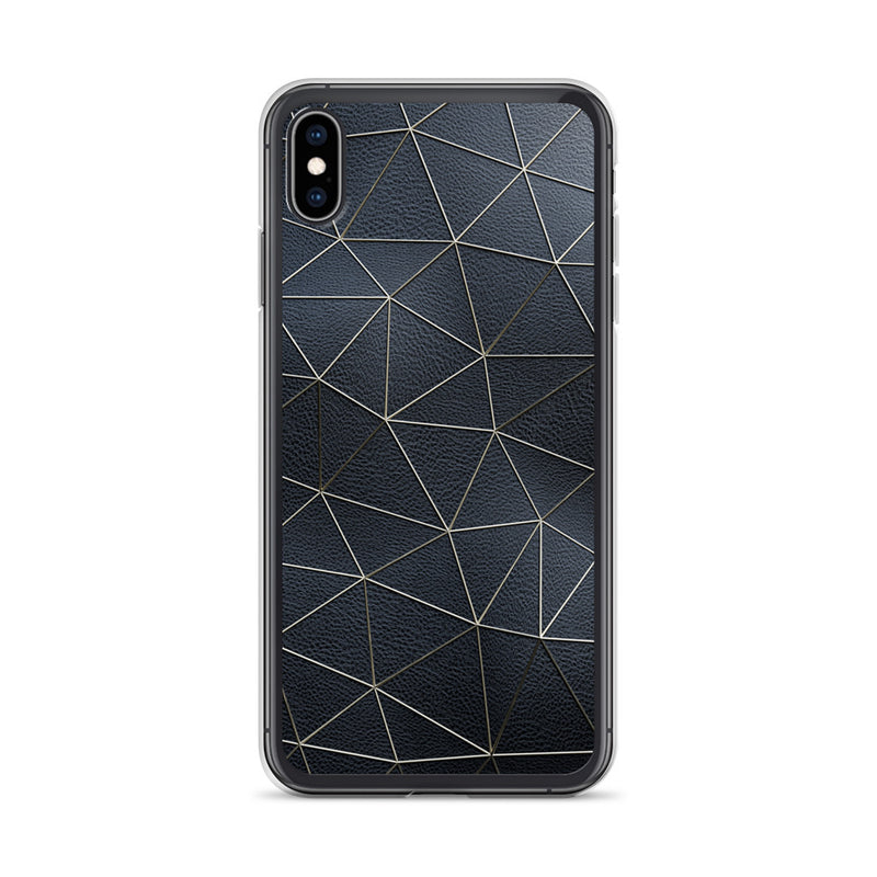 Load image into Gallery viewer, Golden Polygon Black Leather iPhone Clear Thin Case CREATIVETECH
