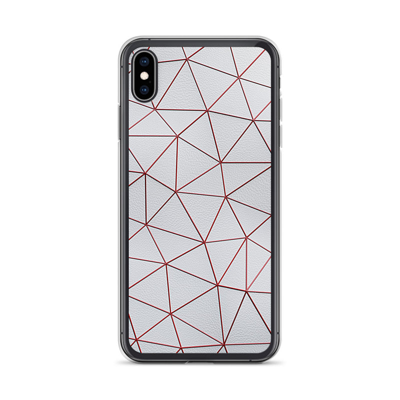 Load image into Gallery viewer, Red Polygon White Leather iPhone Clear Thin Case CREATIVETECH
