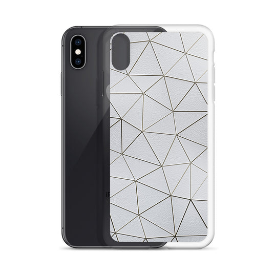 Gold Polygon White Leather iPhone Clear Thin Case CREATIVETECH