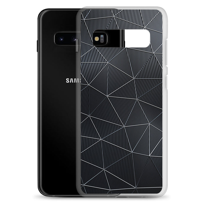 Silver Polygon Carbon Fiber Striped Samsung Clear Thin Case CREATIVETECH