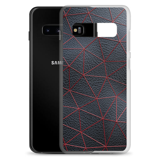 Red Polygon Black Leather Samsung Clear Thin Case CREATIVETECH