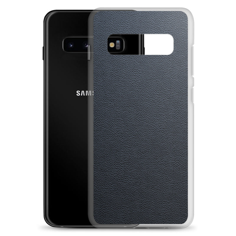 Load image into Gallery viewer, Black Leather Samsung Clear Thin Case CREATIVETECH
