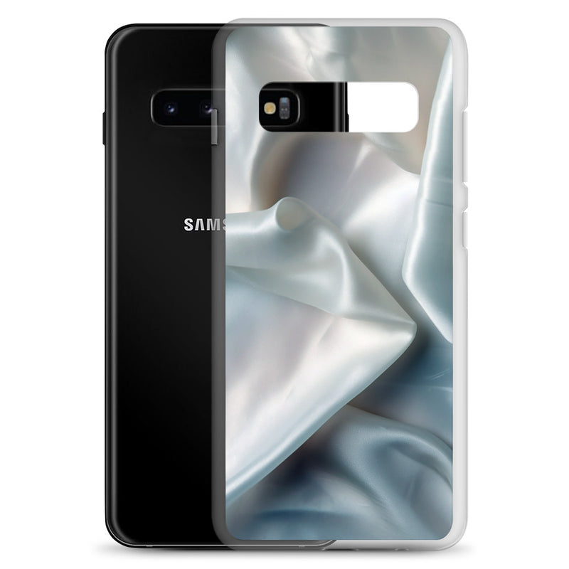 Load image into Gallery viewer, White Satin Pearl Cloth Samsung Clear Thin Case CREATIVETECH
