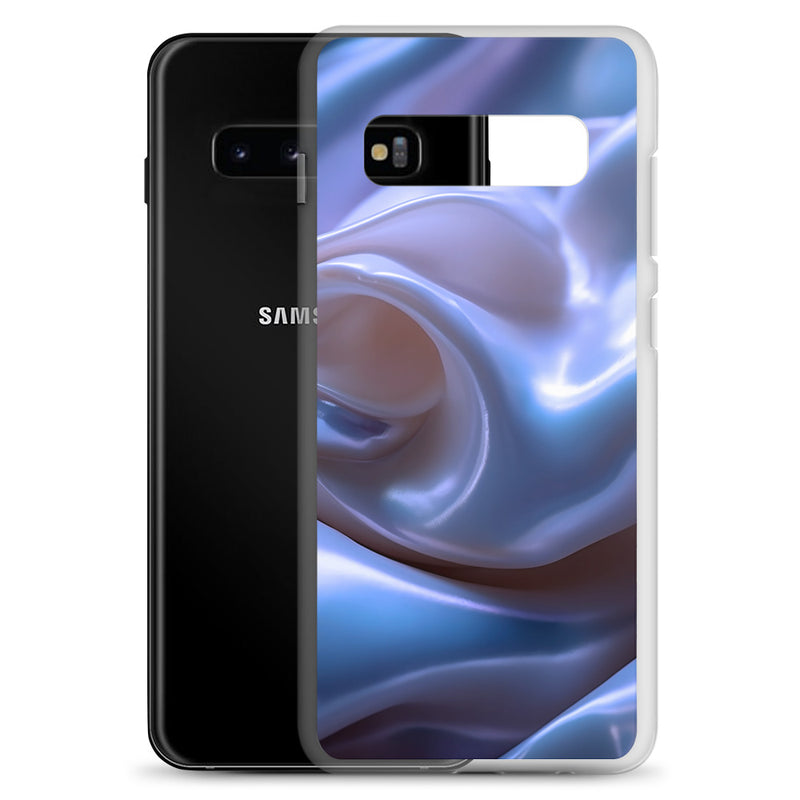 Load image into Gallery viewer, Blue Satin Pearl Cloth Samsung Clear Thin Case CREATIVETECH
