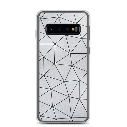 Black Polygon White Leather Samsung Clear Thin Case CREATIVETECH