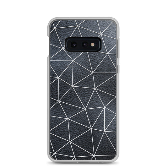 White Polygon Black Leather Samsung Clear Thin Case CREATIVETECH