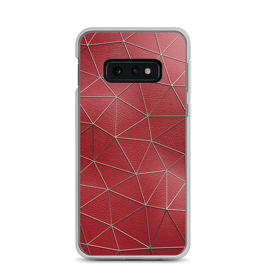 Golden Polygon Red Leather Samsung Clear Thin Case CREATIVETECH