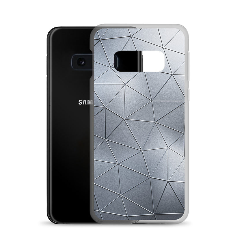 Load image into Gallery viewer, Silver Polygon Metal Samsung Clear Thin Case CREATIVETECH
