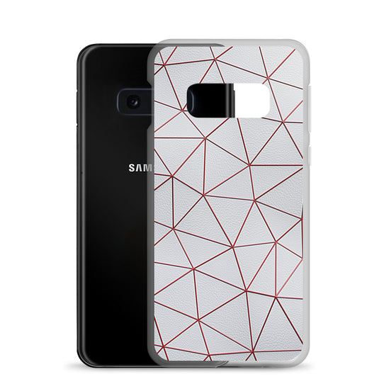 Red Polygon White Leather Samsung Clear Thin Case CREATIVETECH