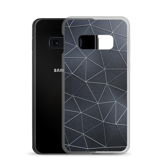 White Polygon Black Leather Samsung Clear Thin Case CREATIVETECH