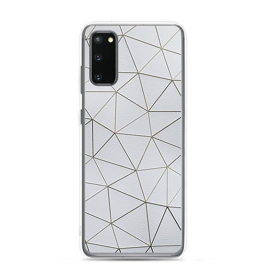 Golden Polygon White Leather Samsung Clear Thin Case CREATIVETECH