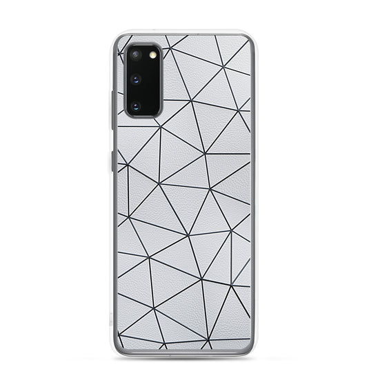 Black Polygon White Leather Samsung Clear Thin Case CREATIVETECH