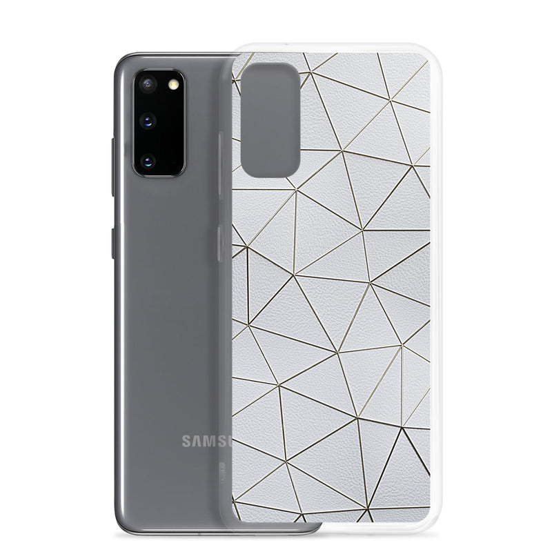 Load image into Gallery viewer, Golden Polygon White Leather Samsung Clear Thin Case CREATIVETECH
