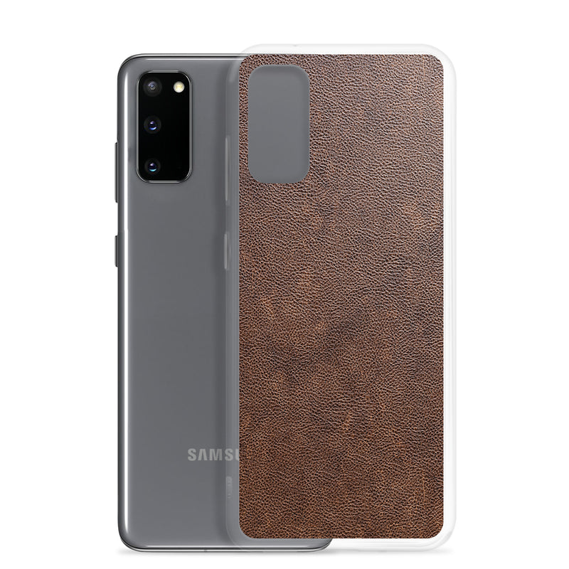 Load image into Gallery viewer, Light Brown Leather Samsung Clear Thin Case CREATIVETECH
