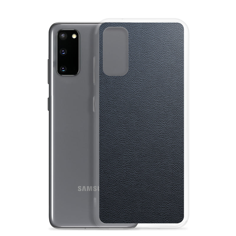 Load image into Gallery viewer, Black Leather Samsung Clear Thin Case CREATIVETECH
