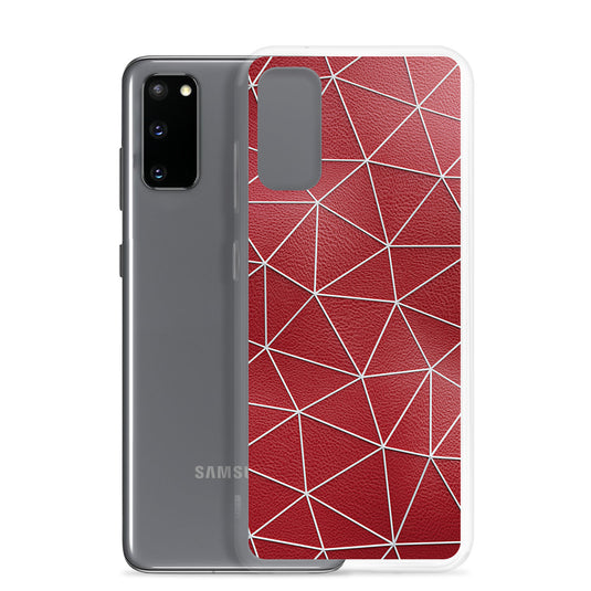 White Polygon Red Leather Samsung Clear Thin Case CREATIVETECH