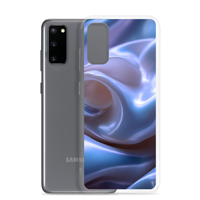Load image into Gallery viewer, Blue Satin Pearl Cloth Samsung Clear Thin Case CREATIVETECH
