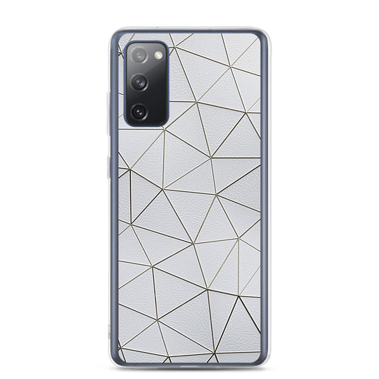 Golden Polygon White Leather Samsung Clear Thin Case CREATIVETECH