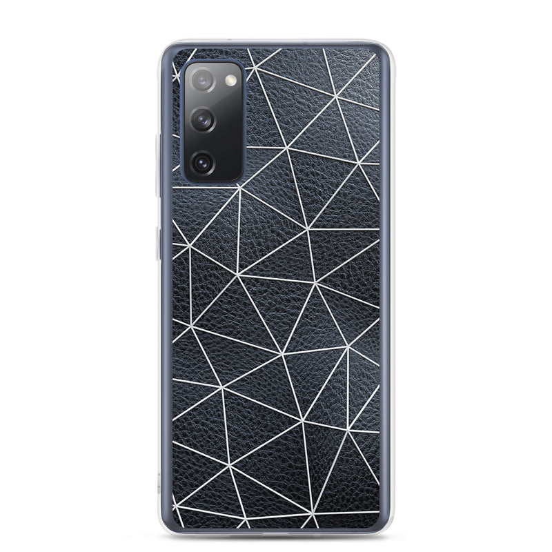 Load image into Gallery viewer, White Polygon Black Leather Samsung Clear Thin Case CREATIVETECH
