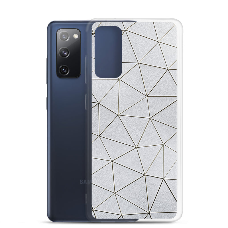 Load image into Gallery viewer, Golden Polygon White Leather Samsung Clear Thin Case CREATIVETECH
