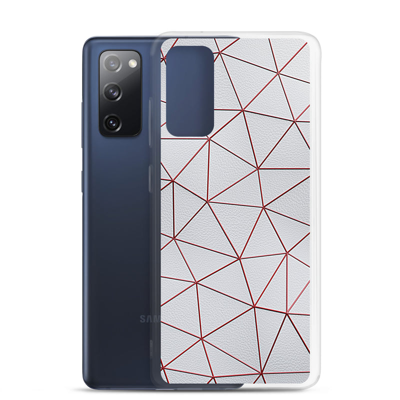 Load image into Gallery viewer, Red Polygon White Leather Samsung Clear Thin Case CREATIVETECH
