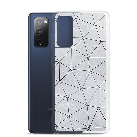Silver Polygon White Leather Samsung Clear Thin Case CREATIVETECH